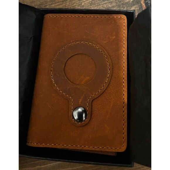 Leather Card Holder For Men With AirTag Slot Slim‎ Wallet Rfid Wallet Money Clip - Picture 1 of 12